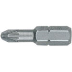 BITS CON ATTACCO ESAGONALE 1/4" DIN 3126 C 6,3 PER AVVITATORI E TRAPANI Taglio a croce Pozidriv Gr. 2. Con punta assottigliata per un facile inserimento nell’impronta della vite. Lunghezza totale mm 25. blades for electric drills 1991GCR