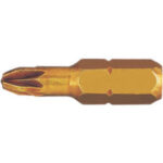 BITS CON ATTACCO ESAGONALE 1/4" DIN 3126 C 6,3 PER AVVITATORI E TRAPANI Taglio a croce Pozidriv Gr. 2. Con punta assottigliata per un facile inserimento nell’impronta della vite. Con tempra speciale che garantisce una durezza di HRC 62 - 64 per momenti torcenti piu' elevati e lunga durata del bit. Lunghezza totale mm 25. blades for electric drills 1991GCS