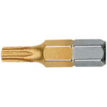 BITS CON ATTACCO ESAGONALE 1/4" DIN 3126 C 6,3 PER AVVITATORI E TRAPANI Tipo ad impronta TORX con foro e rivestimento TIN giallo per la massima durata. Lunghezza totale mm 25. blades for electric drills 1991GNA 30