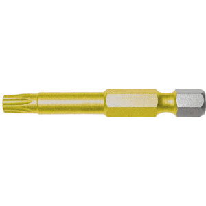 INSERTI CON ATTACCO ESAGONALE 1/4" DIN 3126 E 6,3 UNIVERSALE PER AVVITATORI E TRAPANI A BATTERIA ED ELETTRICI Tipo a impronta TORX. Con rivestimento TIN giallo per la massima durata. Lunghezza totale mm 50. blades for cordless and electric impact screwdrivers and drills 1994GTA