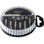 BITS ATTACCO 1/4" DIN 3126 C 6,3 IN ASSORTIMENTO Composizione di 7 pezzi:<br>2 bits a taglio Art. 1991 GA 5,5 - 7<br>2 bits a croce Phillips Art. 1991 GB 1 - 2<br>2 bits a croce Pozidriv Art. 1991 GC 1 - 2<br>1 attacco magnetico universale Art. 1995 GA. screwdriver bits sets 2008GA