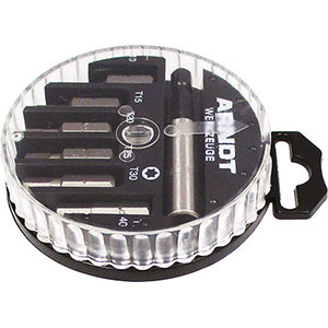 BITS ATTACCO 1/4" DIN 3126 C 6,3 IN ASSORTIMENTO Composizione di 7 pezzi:<br>6 bits ad esagono Art. 1991 GE 2 - 2,5 - 3 - 4 - 5 - 6<br>1 attacco magnetico universale Art. 1995 GA. screwdriver bits sets 2008GL