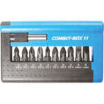 BITS ATTACCO 1/4" DIN 3126 C 6,3 IN COMBIT-BOX IN ASSORTIMENTO Composizione di 11 pezzi:<br>1 bit a croce Phillips Art. 1991 GBx1<br>2 bits a croce Phillips Art. 1991 GBx2<br>1 bits a croce Phillips Art. 1991 GBx3<br>1 bits a croce Pozidriv Art. 1991 GCx1<br>2 bits a croce Pozidriv Art. 1991 GCx2<br>1 bit a croce Pozidriv Art. 1991 GCx3<br>2 bits a taglio Art. 1991 GAx5,5 - 6,5<br>1 attacco universale E 6,3 con ghiera.<br>L'assortimento completo. screwdriver bits sets 2013GB