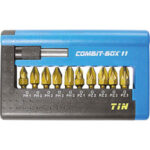 BITS ATTACCO 1/4" DIN 3126 C 6,3 IN COMBIT-BOX IN ASSORTIMENTO Composizione di 11 pezzi:<br>1 bit "Flex TIN" a croce Phillips Art. 1992 GRx1<br>3 bits "Flex TIN" a croce Phillips Art. 1992 GRx2<br>1 bit "Flex TIN" a croce Phillips Art. 1992 GRx3<br>1 bit "Flex TIN" a croce Pozidriv Art. 1992 GSx1<br>3 bits "Flex TIN" a croce Pozidriv Art. 1992 GSx2<br>1 bit "Flex TIN" a croce Pozidriv Art. 1992 GSx3<br>1 attacco universale e 6,3 con ghiera.<br>L'assortimento completo. screwdriver bits sets 2013GL