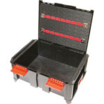 CASSETTE PORTAUTENSILI MODULARI IN ABS Dimensioni cassetta mm 464x335x212h.<br>Cassetta Art. 2088 E con pannello portautensili con alloggiamenti a elastici, sul coperchio. abs box on box system 2088F