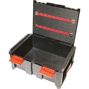 CASSETTE PORTAUTENSILI MODULARI IN ABS Dimensioni cassetta mm 464x335x212h.<br>Cassetta Art. 2088 E con pannello portautensili con alloggiamenti a elastici, sul coperchio. abs box on box system 2088F