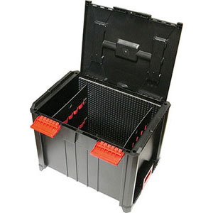 CASSETTE PORTAUTENSILI MODULARI IN ABS Dimensioni cassetta mm 464x335x362h.<br>Cassetta Art. 2088 G con 2 pannelli portautensili con alloggiamento a elastici nel vano fondo. abs box on box system 2088H