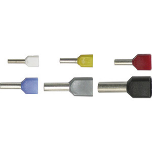 TERMINALI A BUSSOLA Confezioni indivisibili di terminali da mm² 0,75 a 4: 100 pezzi.<br>Confezioni indivisibili di terminali da mm² 6: 50 pezzi. terminals 208 20