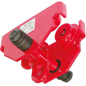 CARRELLI PORTA-PARANCHI Con avanzamento A SPINTA, adatti per paranchi a mano (art. 2133 L - 2133 LE) ed elettrici, scorrevoli su ala inferiore di travi a doppia "T", coniche e piane. trolleys for manual coain hoistes 2133P