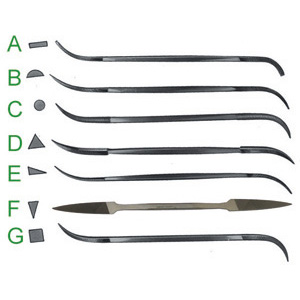 LIME CURVATE PER METALLI 2334GB - taglio BASTARDO (B)<br>2334G 1/2D - taglio MEZZODOLCE (1/2D) riffler files 2334G