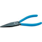 PINZE CON TRONCHESE BECCHI MEZZOTONDI Testa laccata nera e impugnature plastificate. long chain nose pliers with nippers 251G 200