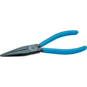 PINZE CON TRONCHESE BECCHI MEZZOTONDI Testa laccata nera e impugnature plastificate. long chain nose pliers with nippers 251G