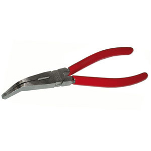 PINZE CON TRONCHESE BECCHI PIATTI CURVI Testa lucida. Impugnature plastificate. long flat nose pliers 45° bended nose with nippers 251P