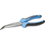 PINZE CON TRONCHESE BECCHI MEZZOTONDI CURVI Testa cromata e impugnature isolate, in materiale bicomponente. long chain nose pliers, 45° bended nose 253GB 160