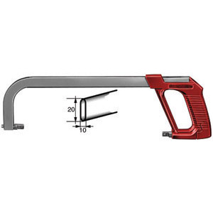 ARCHETTI PER SEGHE Tipo professionale, fisso in robusto tubo piatto. Impugnatura anatomica in lega di alluminio. Regolazione della tensione della lama mediante rotazione della parte inferiore dell’impugnatura. Possibilità di ruotare la lama in 8 posizioni di taglio. Esecuzione laccata. hack saws 2613