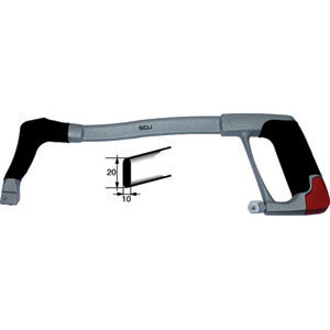 ARCHETTI PER SEGHE Tipo industriale, fisso, particolarmente robusto, rigido, ergonomico, in fusione di alluminio. Impugnatura e appoggiamano rivestiti in gomma morbida per rendere la presa piu' efficace e comoda. Regolazione della tensione della lama mediante rotazione della parte inferiore dell'impugnatura. Possibilita' di tagli a 45°/90° rapidi e precisi. hack saws 2613F