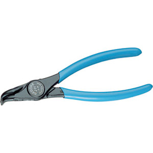 PINZE CURVE DIN 5256D PER ANELLI DI FERMO INTERNI DIN 472 - DIN 984 Testa laccata nera e impugnature plastificate. Punte curve a 90°. pliers for inner circlips 275GA