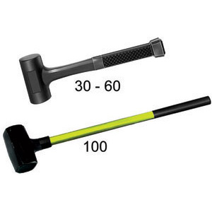 MAZZUOLE ANTIRIMBALZO La misura mm 100 ha la forma della testa squadrata e il manico in fibra di vetro con impugnatura ricoperta di morbida gomma antiscivolo. recoilles hammers 2789GR