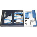 PINZE PER ANELLI DI FERMO IN ASSORTIMENTO Composizione di 4 pezzi:<br>1 pinza Art. 274 GA x 140<br>1 pinza Art. 274 GA x 180<br>1 pinza Art. 276 GA x 140<br>1 pinza Art. 276 GA x 175<br>In scatola di cartone pliers for circlips set 279GP