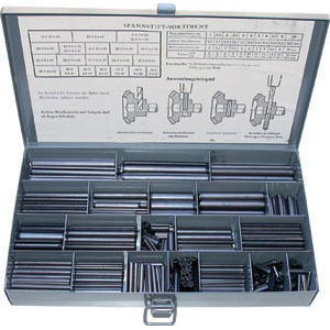 SPINE ELASTICHE IN ASSORTIMENTO Contenuto pz. 517 spine elastiche Art. 2811.<br>Composizione:<br>50 pz. cad. mm 3x22 - 3x40<br>40 pz. cad. mm 4x16 - 4x22 - 4x30 - 4x40 - 4x50<br>24 pz. cad. mm 5x30 - 5x50 - 5x60<br>30 pz. cad. mm 6x16<br>10 pz. cad. mm 6x40 - 6x50 - 6x80<br>20 pz. cad. mm 6x60<br>5 pz. cad. mm 7x80<br>12 pz. cad. mm 8x40 - 8x55 - 8x60 - 8x80<br>6 pz. cad. mm 10x40 - 10x80 elastic pin sets 2810Z