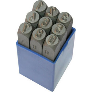 PUNZONI IN ACCIAIO IN SERIE Numeri: 9 pezzi da 0 a 9. marking punch sets 3028