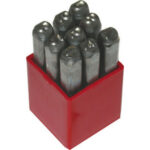 PUNZONI IN ACCIAIO IN SERIE Numeri: 9 pezzi da 0 a 9. marking punch sets 3036G 10