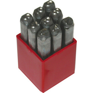 PUNZONI IN ACCIAIO IN SERIE Numeri: 9 pezzi da 0 a 9. marking punch sets 3036G