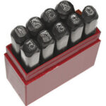 PUNZONI PUNTINATI IN ACCIAIO IN SERIE Numeri: 9 pezzi da 0 a 9. marking punch sets 3040G 12