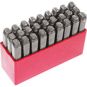 PUNZONI PUNTINATI IN ACCIAIO IN SERIE Lettere: 27 pezzi da A a Z e &. marking punch sets 3041G
