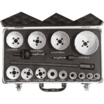 SEGHE A TAZZA IN ASSORTIMENTO Numero seghe a tazza: 13<br>Misure seghe a tazza Art. 3078 GS: mm 19-20-22-25-29-35-38-40-48-60-65-68-86<br>Attacchi Art. 3078 GT: Gr. 1 pz. 1<br>Attacchi Art. 3078 GT: Gr. 2 pz. 1<br>Prolunga Art. 3078 GV 1 pz.<br>In valigetta in alluminio. hole cutter sets 3078GZ 16