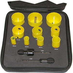 SEGHE A TAZZA IN ASSORTIMENTO Numero seghe a tazza: 10<br>Misure seghe a tazza Art. 3078 GSB: mm 19-22-29-35-38-44-51-57-65-68<br>Attacchi Art. 3078 GTB: Gr. 2 pz. 1<br>Attacchi Art. 3078 GTB: Gr. 3 pz. 1<br>Custodia in EVA. hole cutter sets 3078GZ 50