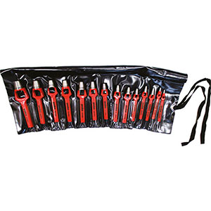 FUSTELLE IN SERIE Composizione:<br>14 fustelle a cavallotto da mm 3-4-5-6-7-8-9-10-12-14-15-16-18-20.<br>In borsa arrotolabile. punching tools sets 3081H