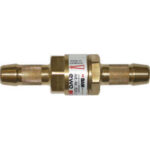 VALVOLE DI SICUREZZA PER OSSIACETILENE E PROPANO Tipo adatto per acetilene, propano, butano, GPL, idrogeno.<br>Attacchi portagomma mm 9. valves for oxygen-acetylene and propane 3246GA