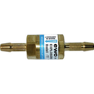 VALVOLE DI SICUREZZA PER OSSIACETILENE E PROPANO Tipo per ossigeno.<br>Attacchi portagomma mm 6. valves for oxygen-acetylene and propane 3246GB