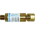 VALVOLE DI SICUREZZA PER OSSIACETILENE E PROPANO Tipo per ossigeno. Con collegamento al riduttore.<br>Attacchi maschio/femmina G 1/4". valves for oxygen-acetylene and propane 3246GL