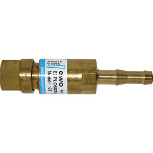 VALVOLE DI SICUREZZA PER OSSIACETILENE E PROPANO Tipo per ossigeno. Con collegamento al cannello.<br>Attacchi portagomma/femmina mm 6/G 1/4". valves for oxygen-acetylene and propane 3246GR