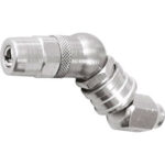 TESTINE E FLESSIBILI Testine a 3 griffe in acciaio temprato, zincate, per grasso. Tipo inclinato a 45° e girevole a 360°.<br>Con ghiera retrattile per la regolazione della rotazione della testina. accessories 3425CF