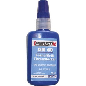 ADESIVI, SIGILLANTI E COLLANTI Tipo a "FRENO FORTE" per il bloccaggio definitivo dei pezzi assemblati; offre una buona resistenza agli olii, ai solventi ecc. Per filetti con Ø massimo M 20. In flaconi da 50 ml. Colore verde. adhesives, sealants and glues 3429 4