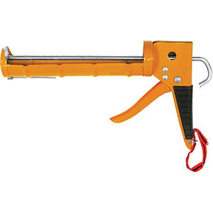 PISTOLE PER SILICONE, SIGILLANTE E FISSANTE IN CARTUCCE Con COLTELLO TAGLIABECCO della cartuccia posto sul corpo della pistola.<br>Senza cartuccia. guns for silicon, sealing and fixing 3444L