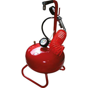 APPARECCHI GONFIAGGIO E CONTROLLO GOMME CON SERBATOIO A PRESSIONE D'ARIA Apparecchio completo di valvola di ricarica. portable floor-tyre inflator-tester with air tank and suspension device 3461