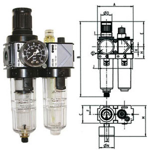 FILTRO-RIDUTTORE-LUBRIFICATORE IN GRUPPO "VARIOBLOC" Con svuotamento manuale della condensa. air treatment units 3464GFP