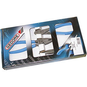 PINZE E TRONCHESI IN ASSORTIMENTO Composizione di 3 pezzi:<br>1 pinza Art. 251 G x 160<br>1 pinza Art. 343 G x 180<br>1 tronchese Art. 573 G x 160<br>In scatola di cartone. pliers and cutters sets 347GA