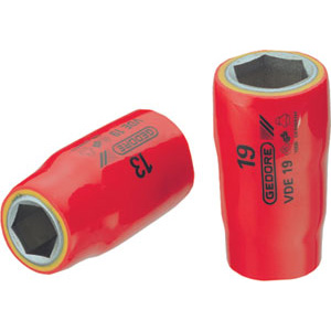 UTENSILI ISOLATI SECONDO LE NORME VDE In acciaio CROMO-VANADIO.<br>Per uso a mano, extra robuste. Attacco quadro da 1/2". insulated and officially controlled tools under voltage-VDE 353GP