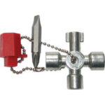 CHIAVI PER ARMADI E QUADRI ELETTRICI Tipo con: <br>1 bocca quadra da mm 5<br>1 bocca quadra da mm 6<br>1 bocca quadra da mm 7-8<br>1 bocca triangolare da mm 9<br>1 bocca ad alette da mm 3-5 switch key universal wrenches 359GL