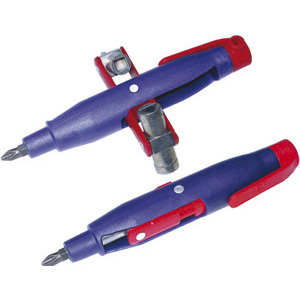 CHIAVI PER ARMADI E QUADRI ELETTRICI Tipo con:<br>2 attacchi esagonali, di cui 1 magnetico, per inserti da 1/4"<br>1 bocca quadra da mm 5<br>1 bocca quadra da mm 6<br>1 bocca quadra da mm 7-8<br>1 bocca triangolare da mm 7<br>1 bocca ad alette da mm 3-5 switch key universal wrenches 359GR