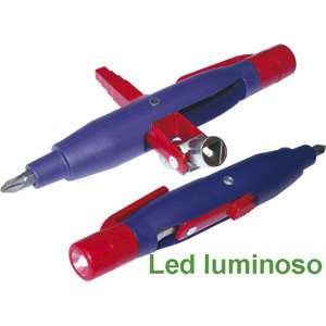 CHIAVI PER ARMADI E QUADRI ELETTRICI Tipo con:<br>1 luce frontale a LED ultra chiaro<br>1 attacco esagonale magnetico per inserti da 1/4"<br>1 bocca quadra da mm 8<br>1 bocca triangolare da mm 9<br>1 attacco quadro a 4 gradini da mm 6-7-8-9<br>Completo di 3 batterie a bottone 1,5 V (LR41). switch key universal wrenches 359GSA