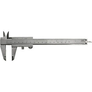 CALIBRI DI PRECISIONE Graduazione e nonio con lettura 1/20 di mm, 1/128 di poll. Con piani complanari.<br>SENZA ERRORI DI PARALLASSE.<br>Esecuzione cromata opaca. precision pocket calipers 3747DV