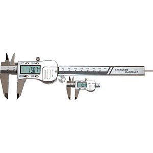 CALIBRI ELETTRONICI DIGITALI Con guscio in metallo, asta di profondità tonda Ø mm 1,6. Possibilità di azionamento con o senza rotellina smontabile. Senza predisposizione uscita dati. electronic-digit-calipers 3747VEC