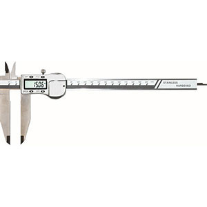 CALIBRI ELETTRONICI DIGITALI Con funzione supplementare "HOLD" (MEMORIA). Con becchi lunghi mm 80. Con guscio in metallo, asta di profondità piatta, senza rotellina di azionamento. Senza predisposizione uscita dati. electronic-digit-calipers 3747ZL