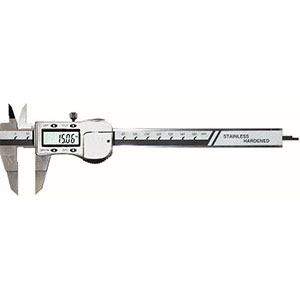 CALIBRI ELETTRONICI DIGITALI Con funzione supplementare "HOLD" (MEMORIA). Con becchi sottili mm 0,75, per misurare gole. Con guscio in metallo, asta di profondità piatta, senza rotellina di azionamento. Senza predisposizione uscita dati. electronic-digit-calipers 3747ZP